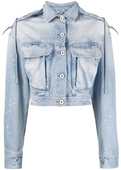 Off-White distressed cropped denim jacket