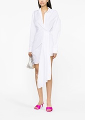 Off-White draped asymmetric cotton-poplin shirt dress