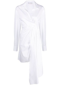 Off-White draped asymmetric cotton-poplin shirt dress