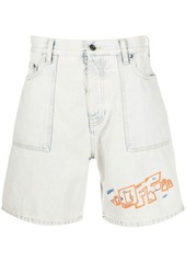 Off-White embroidered-logo denim shorts