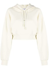 Off-White faux-pearl embellished cropped hoodie