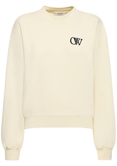 Off-White Flocked Cotton Crewneck Sweater