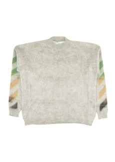 Off-White Gray Diag Brushed Mohair Sweater