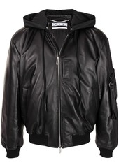 Off-White hooded leather bomber jacket