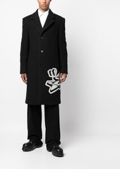 Off-White intarsia-graffiti logo single-breasted coat