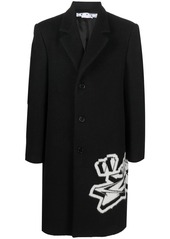 Off-White intarsia-graffiti logo single-breasted coat