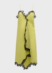 Off-White Lace Nappa Leather Slip Dress