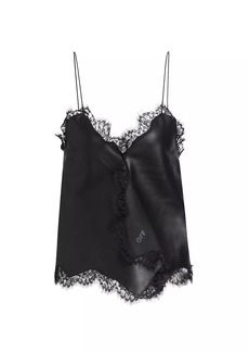Off-White Lace-Trimmed Leather Camisole