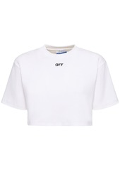 Off-White Logo Cotton Blend Cropped T-shirt