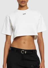 Off-White Logo Cotton Blend Cropped T-shirt