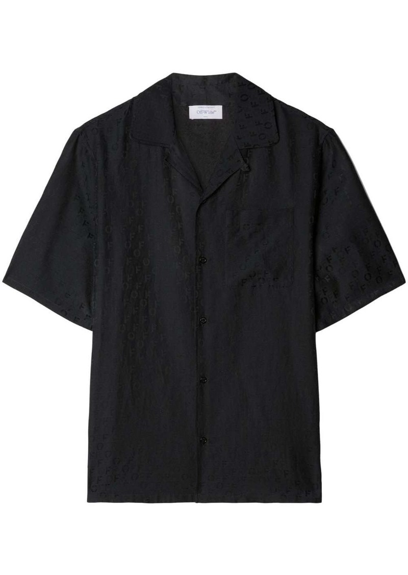 Off-White logo-jacquard camp-collar shirt