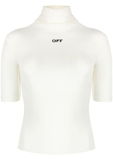 Off-White logo-print mock-neck top