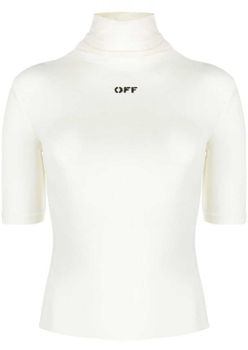 Off-White logo-print mock-neck top