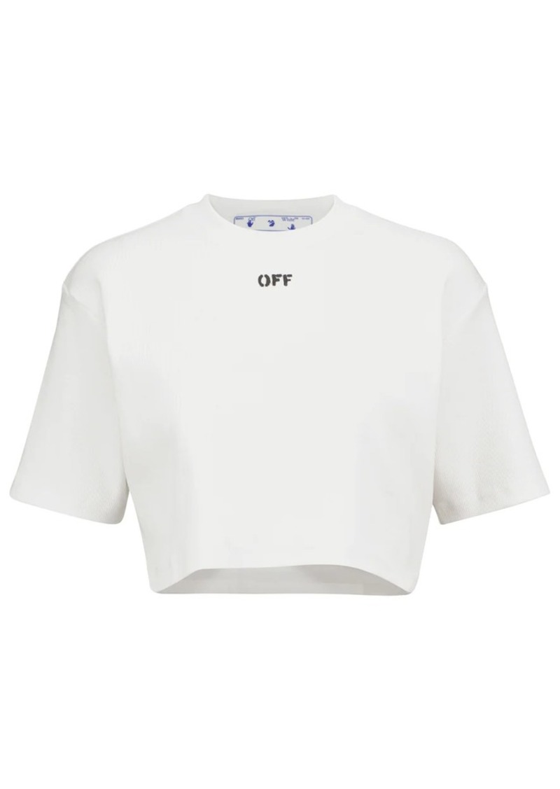Off-White Logo cotton-blend cropped T-shirt