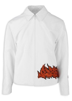 Off-White Loose Fit Graffiti Embroidered Harrington Jacket