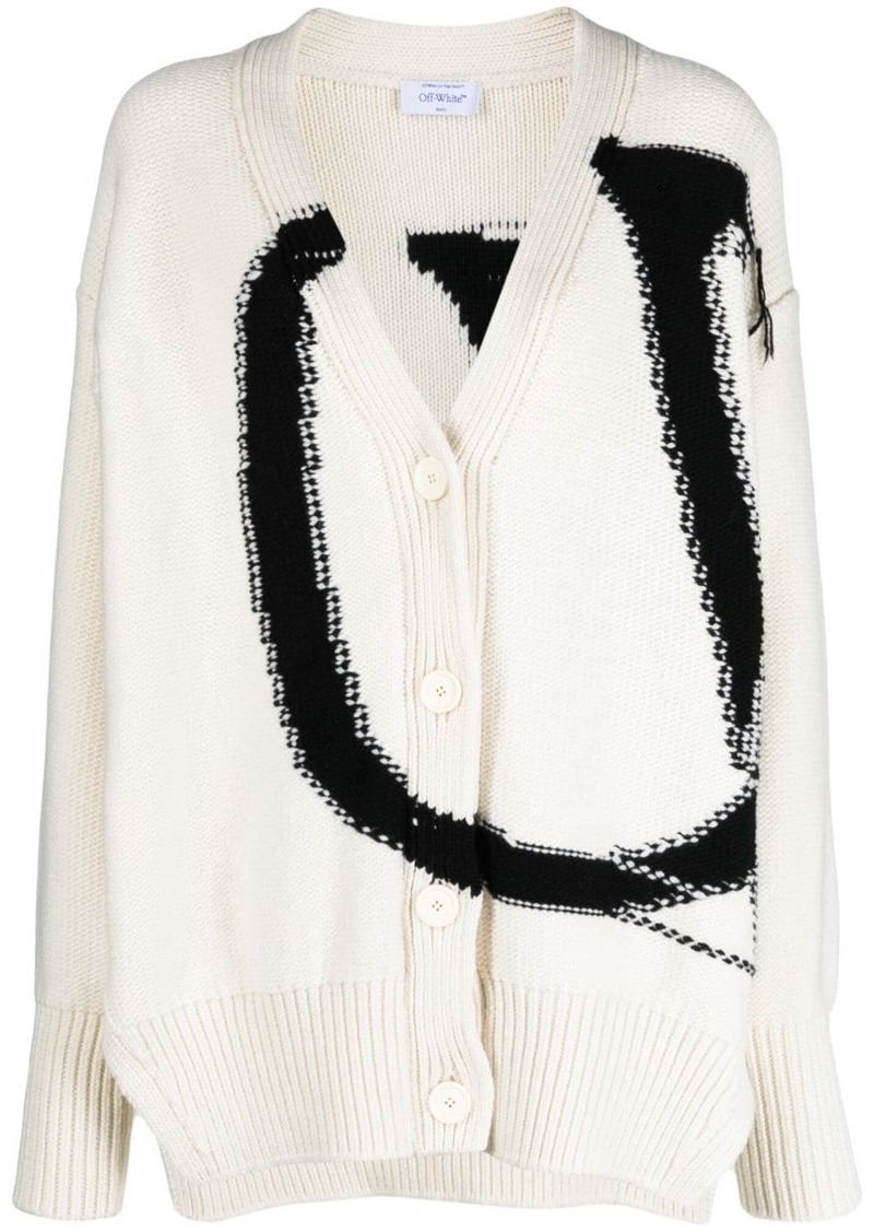 Off-White Maxi logo-intarsia wool cardigan