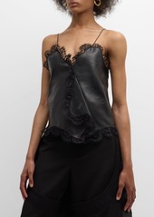 Off-White Off-Stamp Lace-Trim Nappa Leather Cami Top