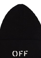 Off-White Off Stamp Loose Knit Cotton Blend Beanie