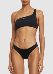 Off-White Off Stamp Lycra One Shoulder Bikini Set