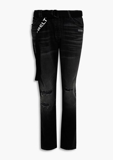 Off-White - Slim-fit distressed denim jeans - Black - 33