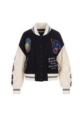OFF-WHITE and White Varsity Jacket with Applications
