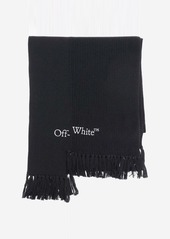 OFF-WHITE ASYMMETRICAL COTTON AND CASHMERE BLEND SCARF