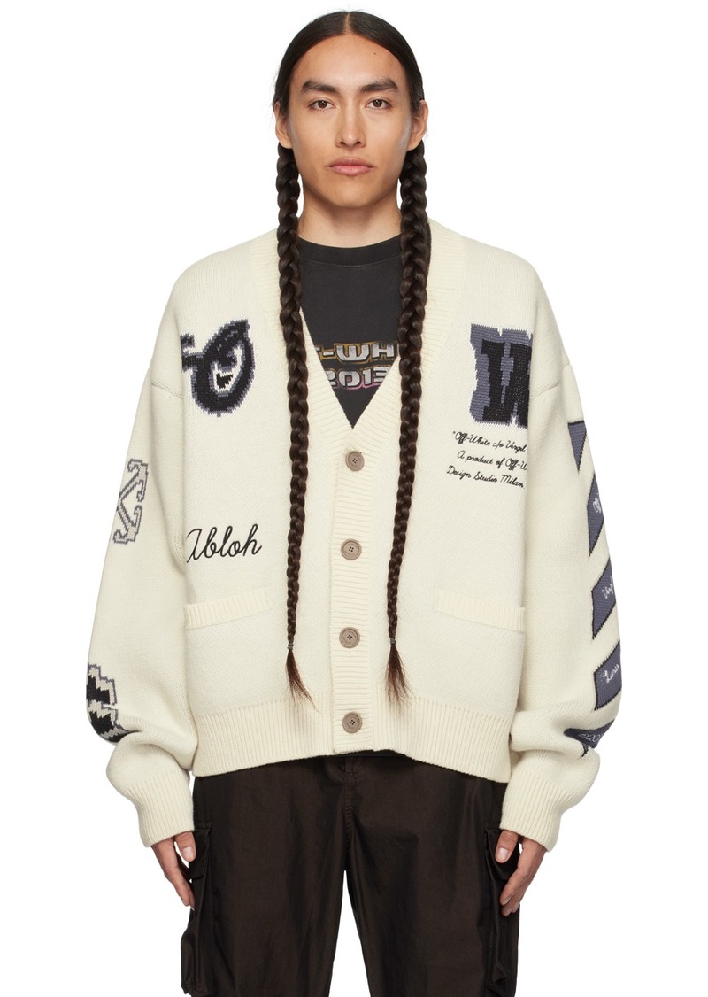 Off-White Beige Moon Varsity Cardigan