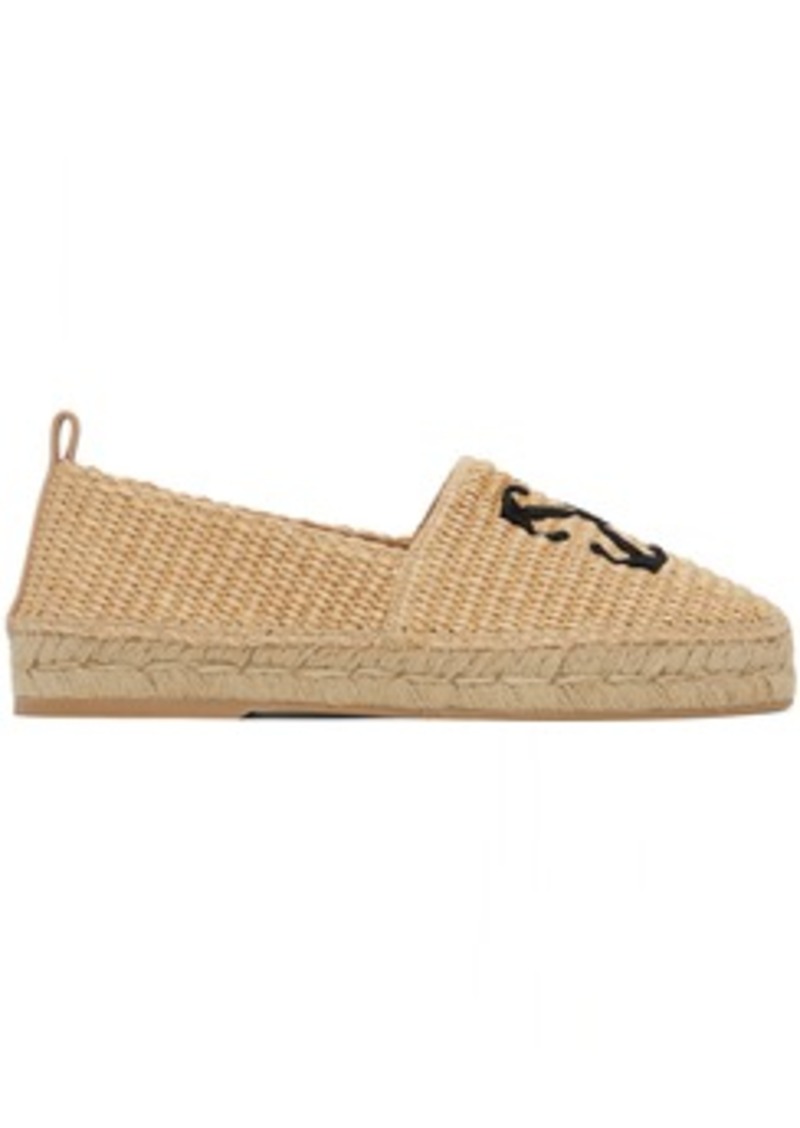 Off-White Beige Raffia Arrow Espadrilles