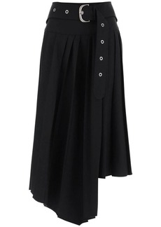 Off-white belted tech drill pleated skirt