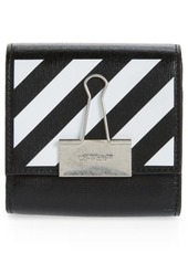 Off-White Binder Clip Diagonal Stripe Leather Accordion Wallet