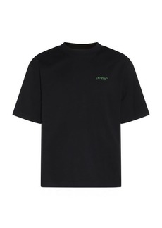 OFF-WHITE BLACK AND GREEN COTTON T-SHIRT
