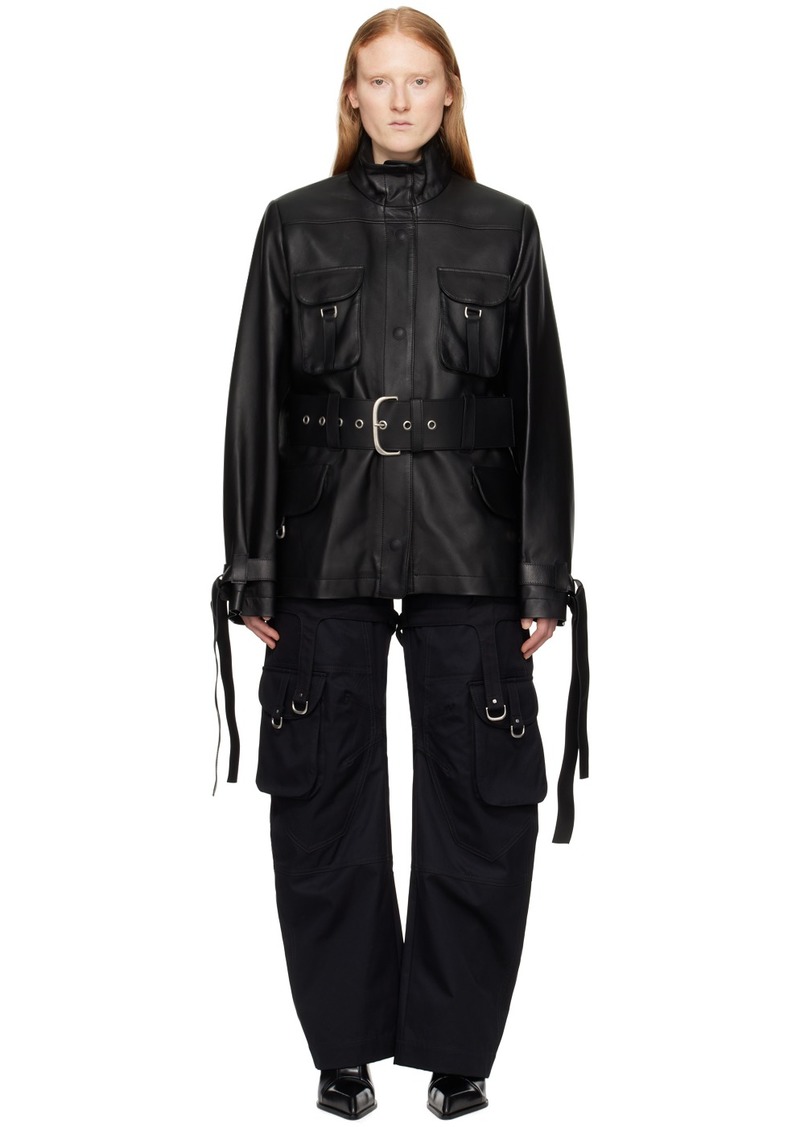 Off-White Black Cargo Leather Jacket