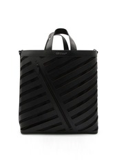 OFF-WHITE BLACK LEATHER DIAG CUT OUT TOTE BAG