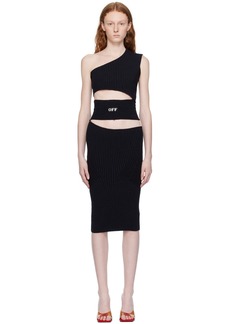 Off-White Black Single-Shoulder Midi Dress