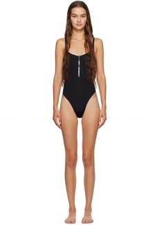 Off-White Black Zip Costume One-Piece Swimsuit