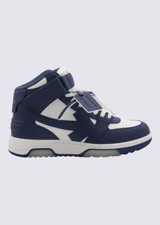 OFF-WHITE BLUE AND WHITE LEATHER OUT OF OFFICE MID TOP SNEAKERS