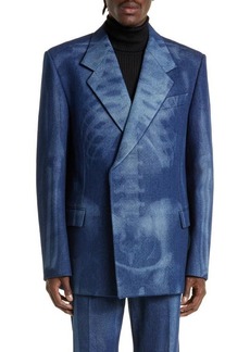 Off-White Body Scan Double Breasted Relaxed Denim Blazer