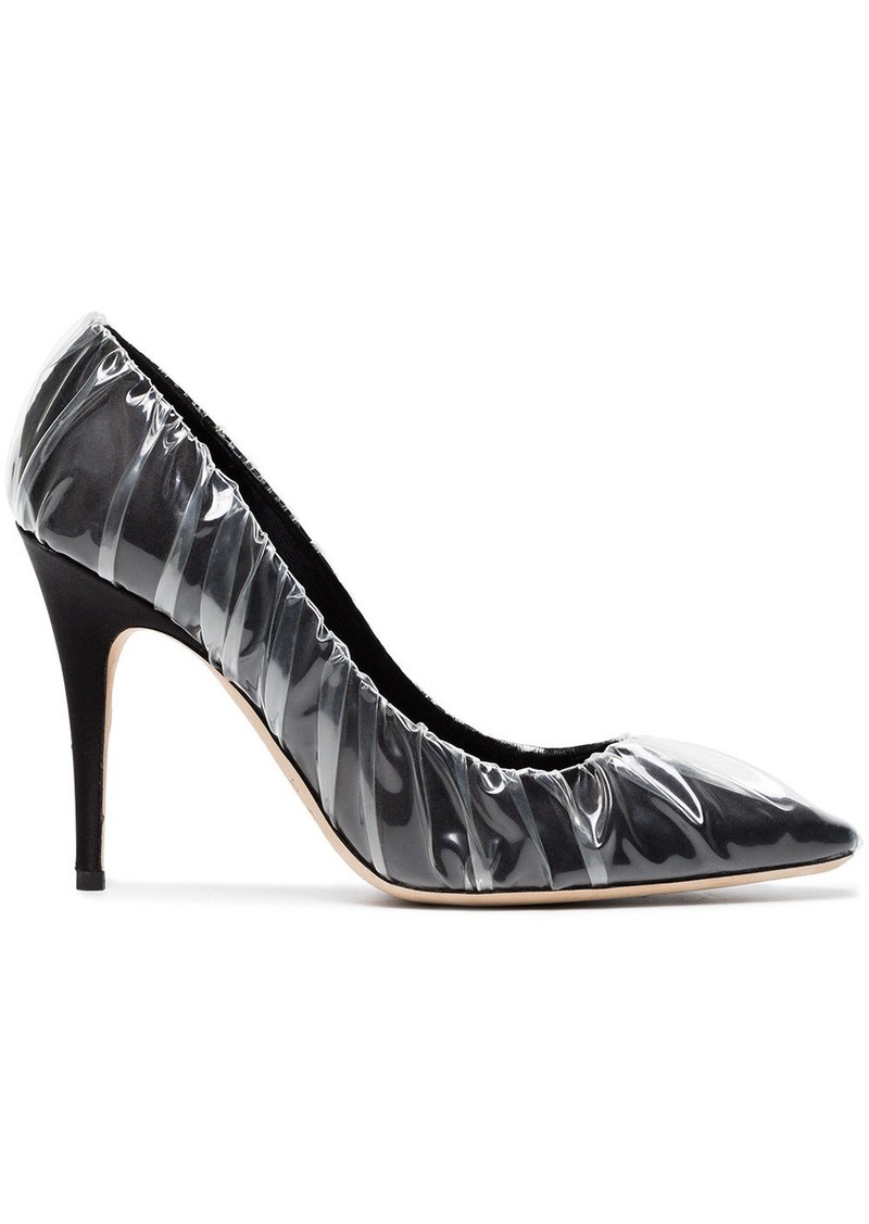 Off-White C/O Jimmy Choo Black Anne 100 PVC Wrapped Satin Pumps