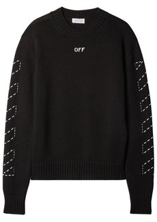 OFF-WHITE CREW-NECK SWEATER WITH ARROWS EMBROIDERY