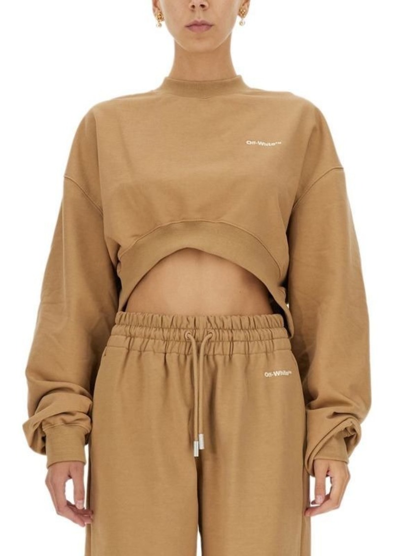 OFF-WHITE CROPPED SWEATSHIRT WITH LOGO