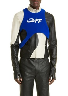 Off-White Exact Opp Asymmetric Flocked Cutout Vest in Electric Blue White at Nordstrom