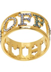 Off-White Gold Logo Pavé Ring