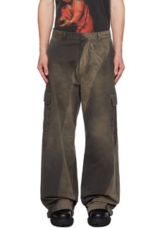 Off-White Gray & Taupe Embroidered Cargo Pants