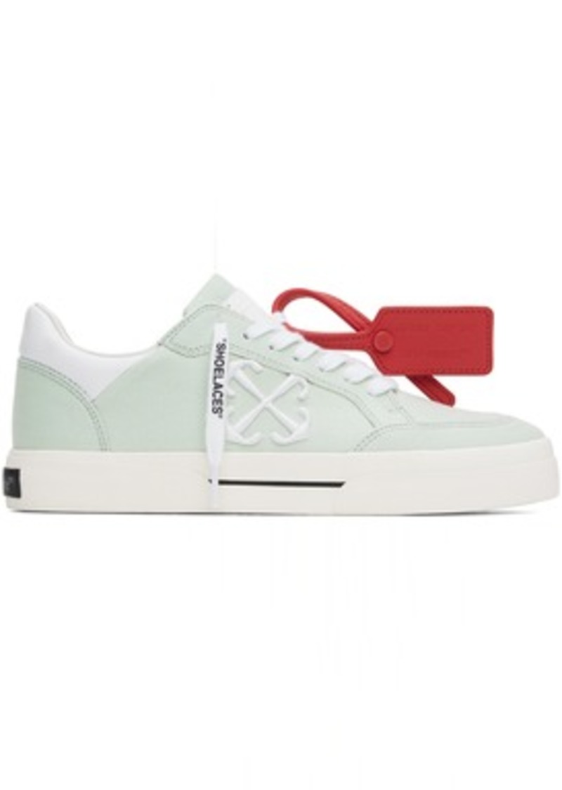 Off-White Green & White Canvas Vulcanized Sneakers