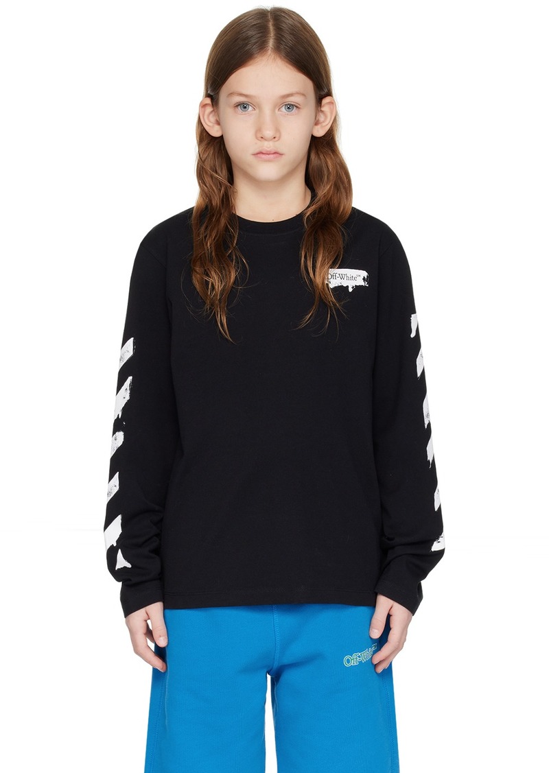 Off-White Kids Black Paint Long Sleeve T-Shirt