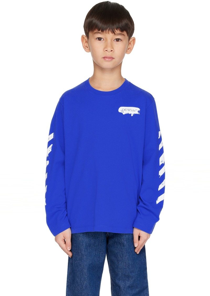 Off-White Kids Blue Paint Long Sleeve T-Shirt