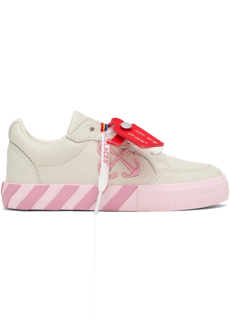 Off-White Kids Off-White & Pink Low Vulcanized Full Leather Sneakers