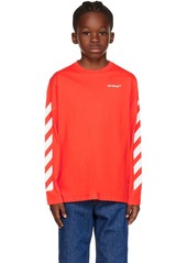 Off-White Kids Red Rubber Arrow Long Sleeve T-Shirt