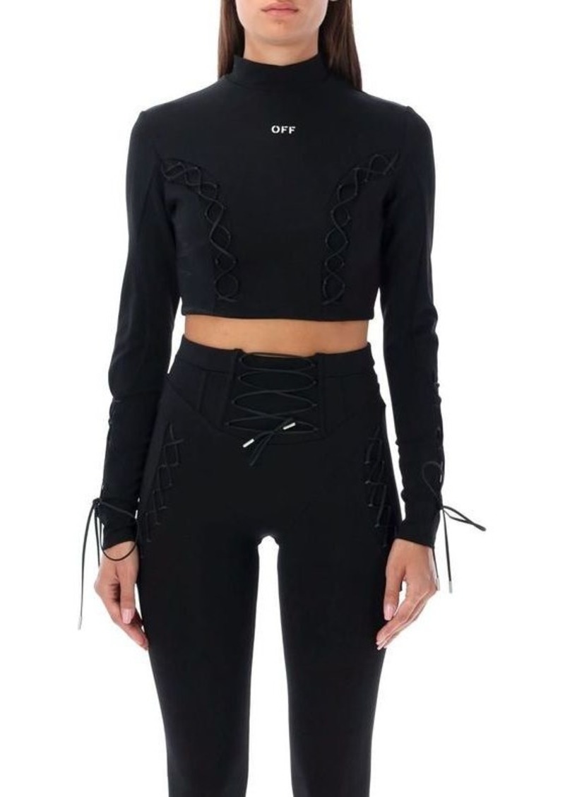 OFF-WHITE Lace-up L/S turtleneck top