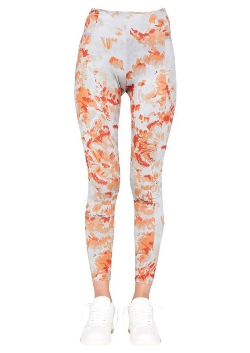 OFF-WHITE LEGGINGS WITH CHINE FLOWERS MOTIF